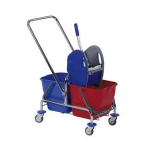Reinigungswagen Doppel  2 x 17 L rot/blau fahrbar 