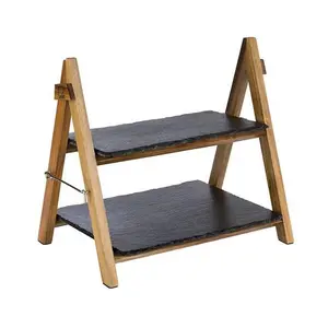 Serviergestell 2-stufig 36,5x26,5x34cm Schiefer/Akazie Assheuer & Pott