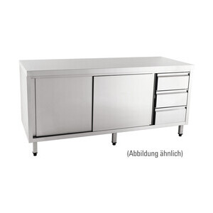 Arbeitsschrank Schubladen li. 2000 x 600 ohne Aufkantung m. Türen Cookmax orange