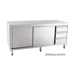 Arbeitsschrank Schubladen li. 2000 x 600 ohne Aufkantung m. Türen Cookmax orange