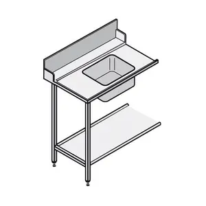 Zulauftisch mit Becken und Ablagebord  1100 x 695 x 860 mm Cookmax black