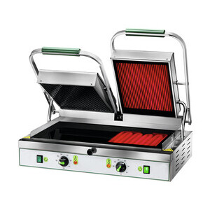 Glaskeramik-Kontaktgrill oben gerillt + unten glatt Cookmax black